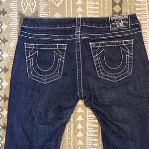 True Religion Indigo Blue Denim Jeans with Contrast Stitching